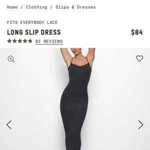 SKIMS Black Long Slip Dress